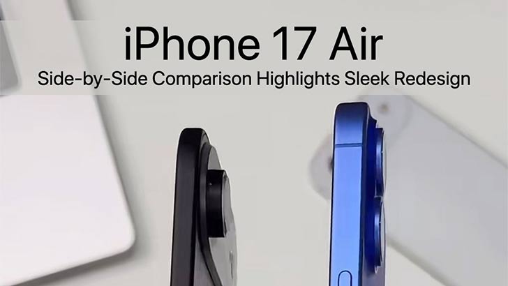 Leaked photo of iPhone 17 Air next to iPhone 16 Plus