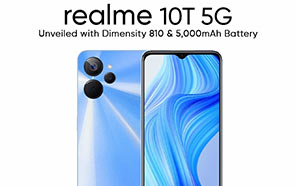 Realme 10T Debuts with 5G-enabled Dimensity 810 Chip, 90Hz Screen, & 5000mAh Cell 