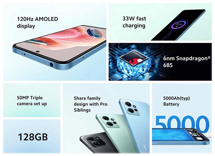 XIAOMI Redmi Note 12 5G (8GB+256GB) 6.67 AMOLED l Snapdragon® 4 Gen 1 l  5000mAh 33W Fast Charging