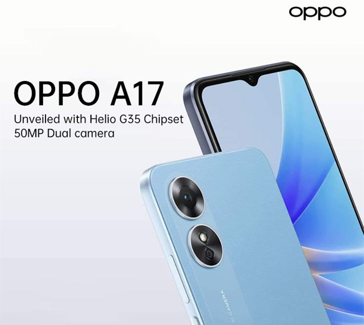 OPPO A17 Goes Official with Hot Leather-back Design, Helio G35 CPU, and  50MP Camera - WhatMobile news