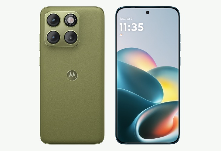 Motorola Edge 70 Neo official Sage rear and Milky Blue front views