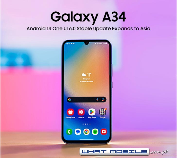 Samsung Galaxy A34 5G Stable Android 14 Update x One UI 6.0 Deploying in  Asia - WhatMobile news