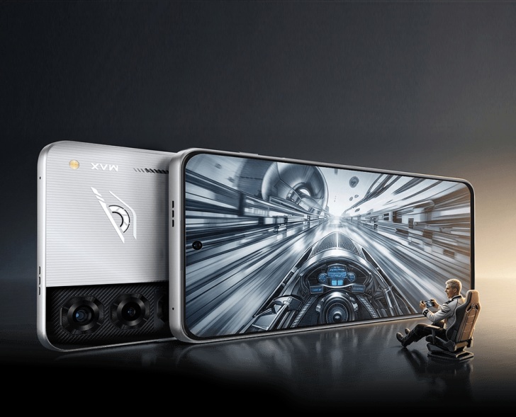 Official promotional render of nubia Neo 5 Max front and back in landscape orientation